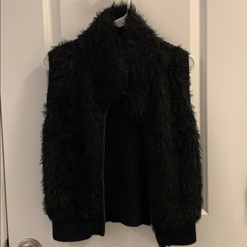 Faux fur black vest